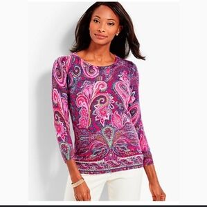 TALBOTS Vineyard Paisley Cashmere Sweater